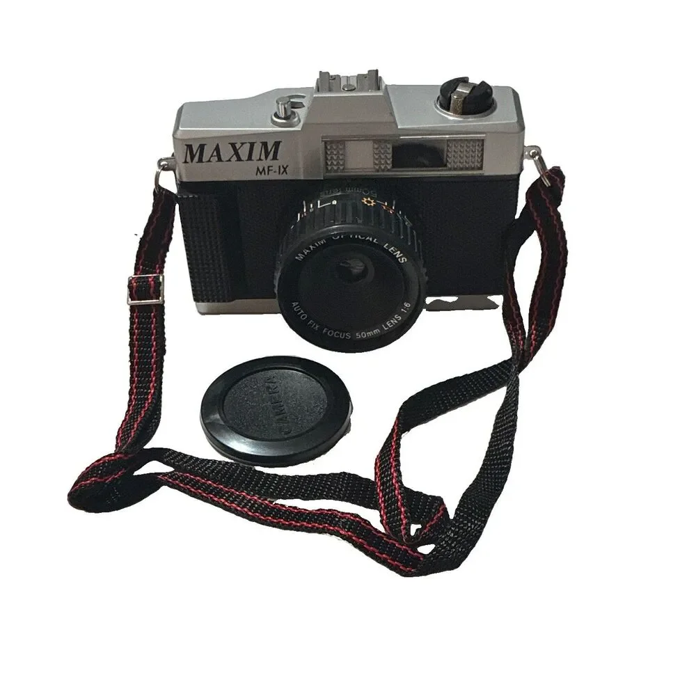 Vintage Maxim MF-1X 35mm Film Camera Tested Box Case Manual Strap Near Mint